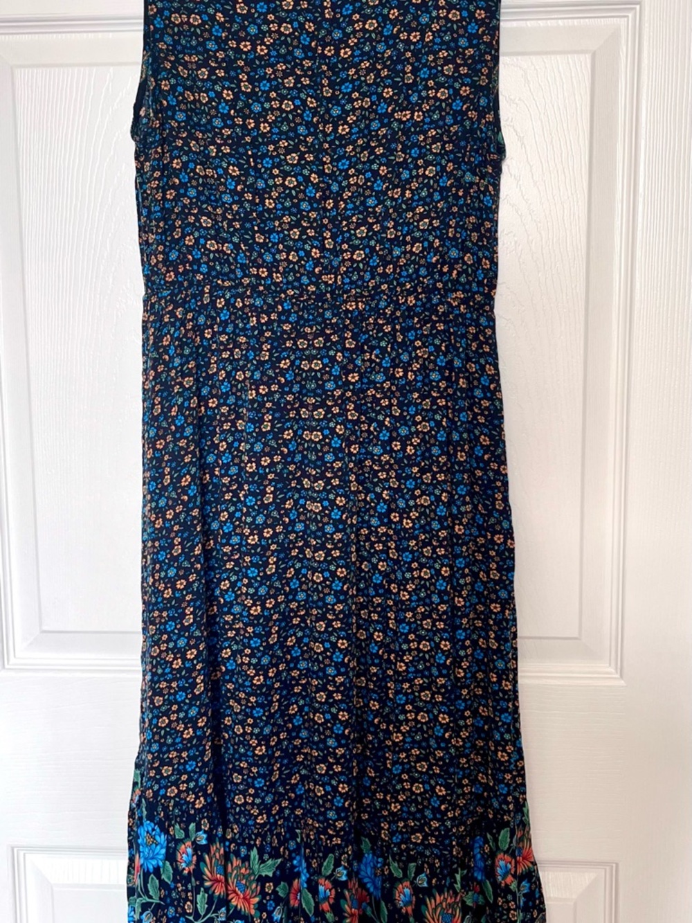 Floral Midi - Button Front Dress - Blue Orange Black - CottageCore - Sz Med - Picture 4 of 6